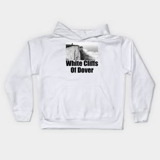 White Cliffs of Dover Black and White Photography Travel Landscape (black text) Kids Hoodie